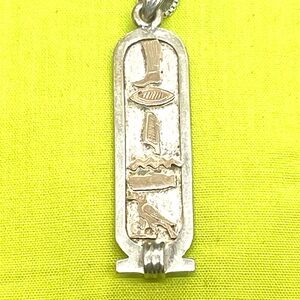 Egyptian Revival Sterling Cartouche Necklace